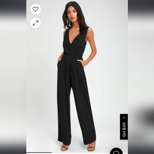 XL black wide leg jump suit from lulus